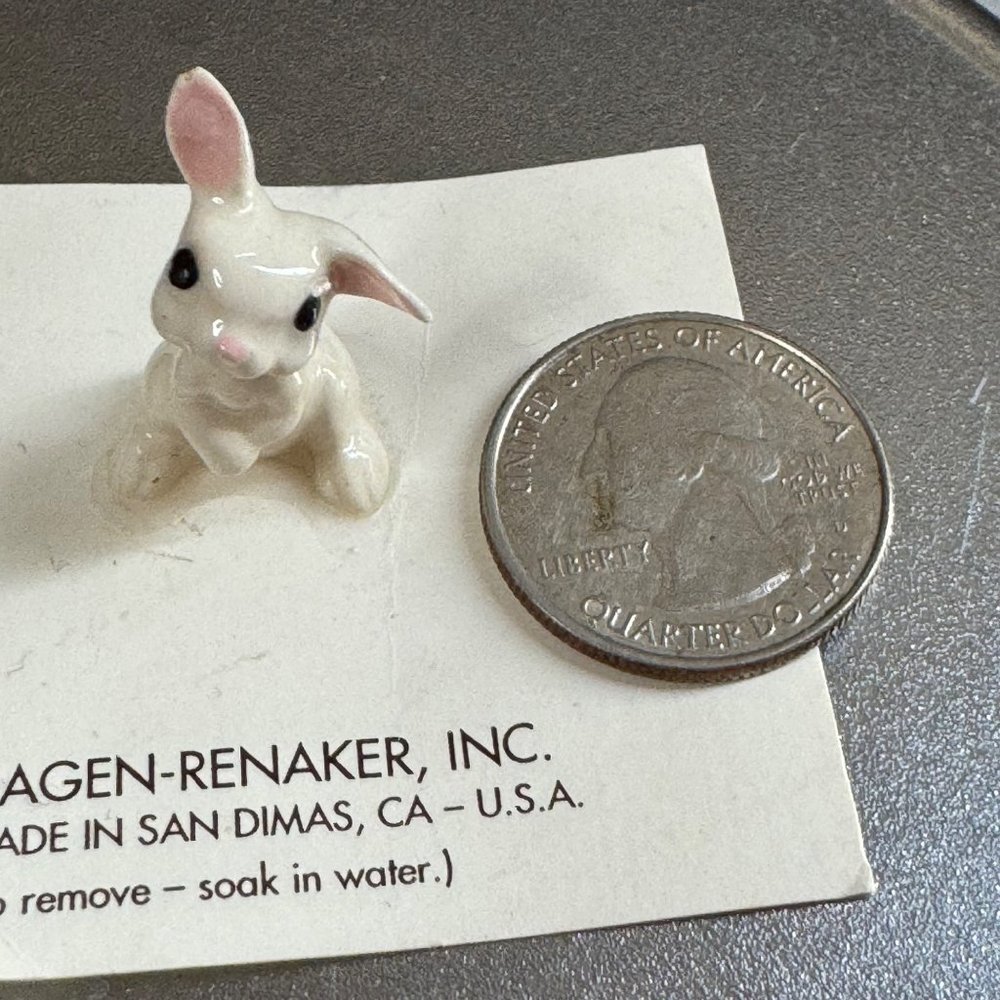 New Vintage Hagen Renaker Miniature Rabbit Bunny Figurine 1989 USA 1 1/8 inches - Picture 9 of 9